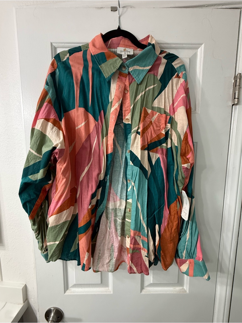 Linen Short set - size Large Abstract Button-Up Shirt